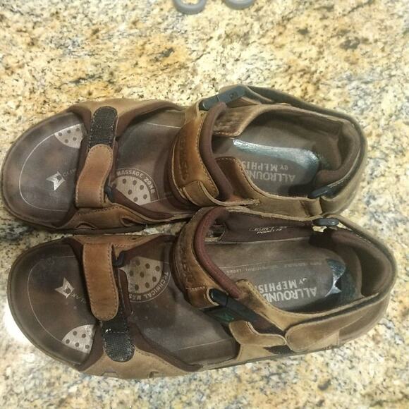 Mephisto Shark Brown Leather Anatomical Shock Absorbing Sandals Sz 43/ 9.5 - Picture 11 of 12